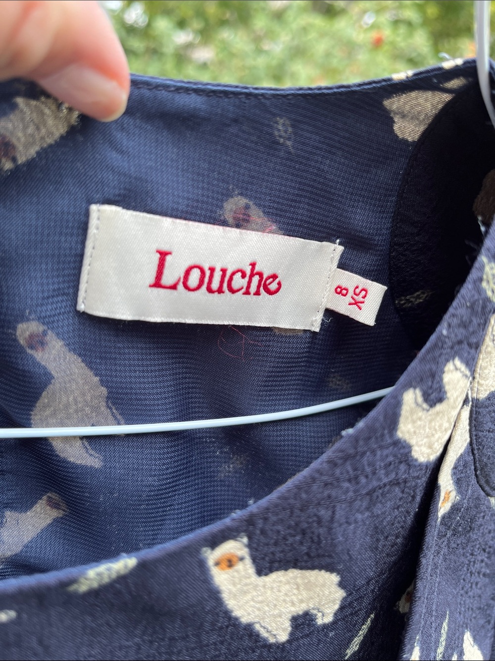 Louche Navy Midi Dress with Cream Animal Print alpaca